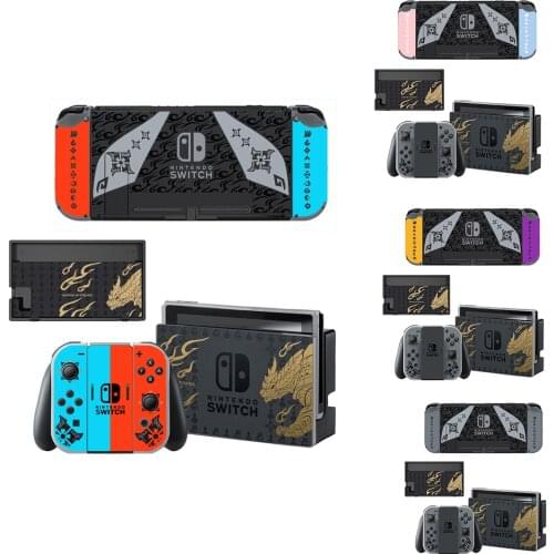Monster Hunter Rise Screen Protector Sticker Skin for Nintendo Switch Full Set Dock Stand Holder Joycon Controller Accessories