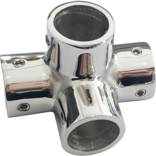 Marine Grade 316 Stainless Steel Mirror Polished Hand Rail Fitting-90 Degree 3 Way Corner Elbow,1 inch Pipe Hand Rail Tee