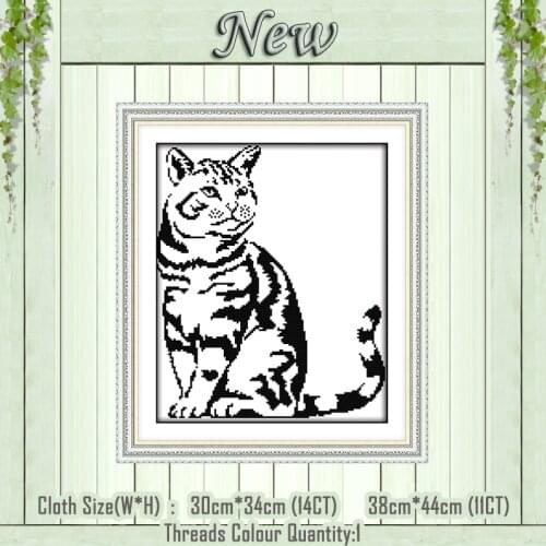 Cat gazing into the distance diy painting counted print on the canvas DMC 11CT 14CT kits Cross Stitch embroidery needlework Sets