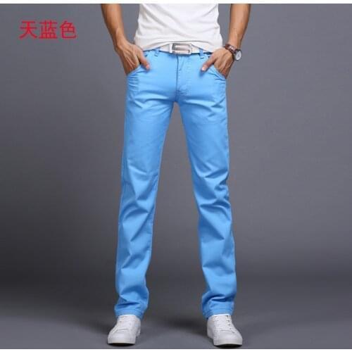 2021 New Design Casual Men Pants Cotton Slim Pant Straight Trousers Fashion Business Solid Pants Solid color