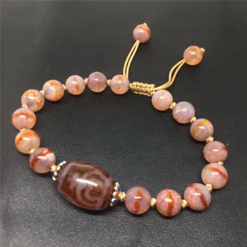 New Arrival Red Fine Dzi Bracelet Adjustable Jewelry Treasure Vase Patterns and Strip Beads Good Quality