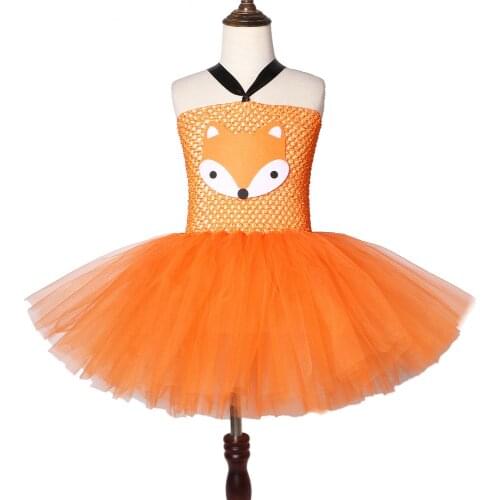 Orange Fox Girls TuTu Dress Children Animal Costume Cartoon Kids Birthday Dresses for Baby Girls Halloween Cosplay Costumes Cute