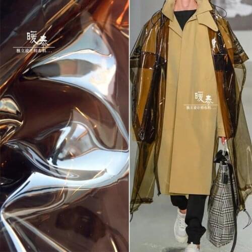 0.3mm TPU Fabric Transparent Tan PVC Jelly Plastic Film DIY Waterproof Raincoat Coat Crystal Bags Decor Clothing Designer Fabric