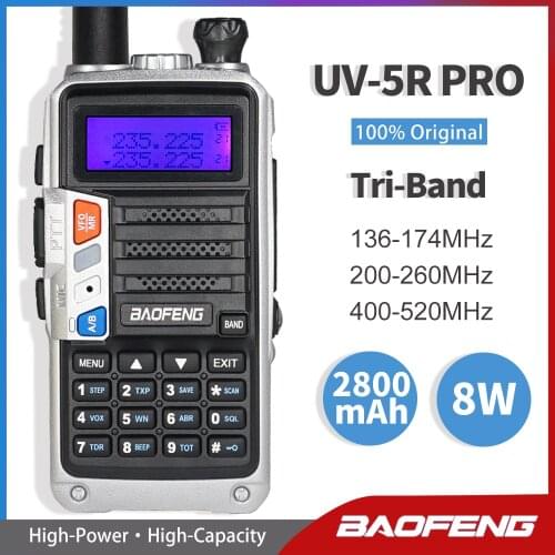 Tri-Band 220-260Mhz BaoFeng Walkie Talkie Radio UV-5R Pro 8W Power Two-way Radio Ham Radio Talkie Upgrade UV 5R Amateur Radio