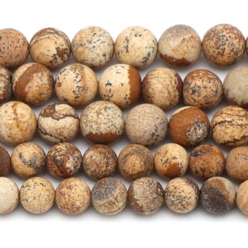 Dull Polished Natural Picture Jaspers Stone Round Loose Beads For Jewelry Making Diy Bracelet Accessories For Needlework 15
