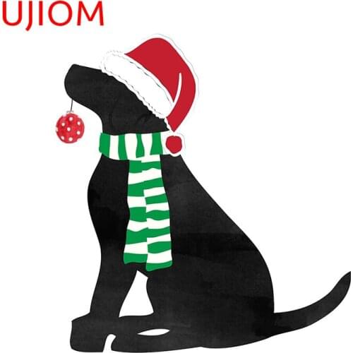 UJIOM Christmas Holiday Black Dog Sticker Wallstickers Kids Room Floor Removable Wall Poster Wall Sticker Home Decor Art Sticker