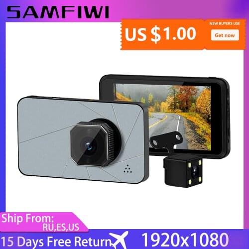 Dash Cam Car DVR Camera Full HD 1080P 4 inch Dashcam Rear View Dual Camera Video Recorder for Cars Night Vision G-Sensor
