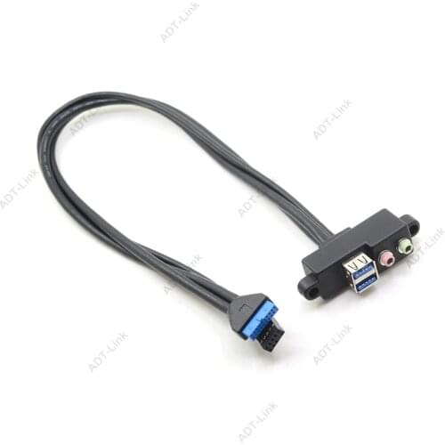 Internal USB 3.0 PCI Cable Motherboard Connection 2 Port USB3.0 20P To 2*AF+audio3.5mm Baffle Cable PCI