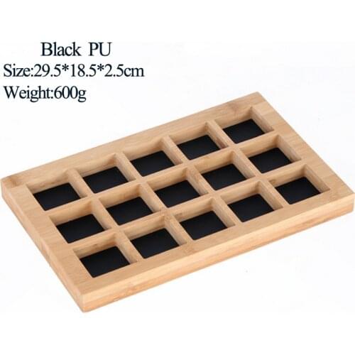Markdown sale 15 Grids Bamboo Jewelry Display Tray Earrings Nexklaces Pendants Rings Jewelry Props Simple Jewelry Packaging sale