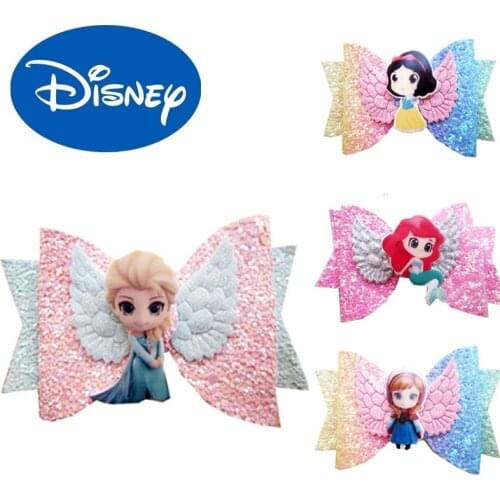 Girl Hairpin Frozen Princess Bow Hairclip Sequins Bling Hair Clip Kid Hair Accessories Children Party Decoration Birthady Gift