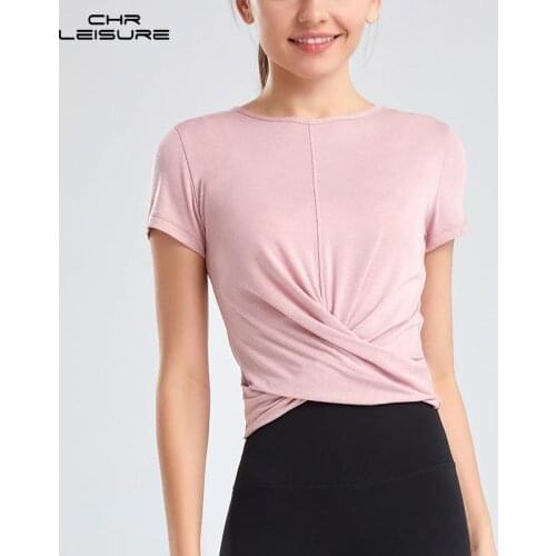 CHRLEISURE T Shirts Women T-Shirts Women Short Sleeve Navel Running Fitness Clothes Women Shirts for Summer