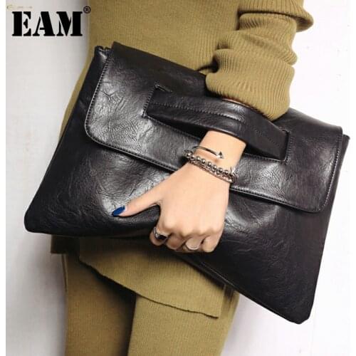 [EAM] Women New Large Envelope Quality PU Leather Flap Personality All-match Crossbody Shoulder Bag Fashion Tide 2021 18A3529