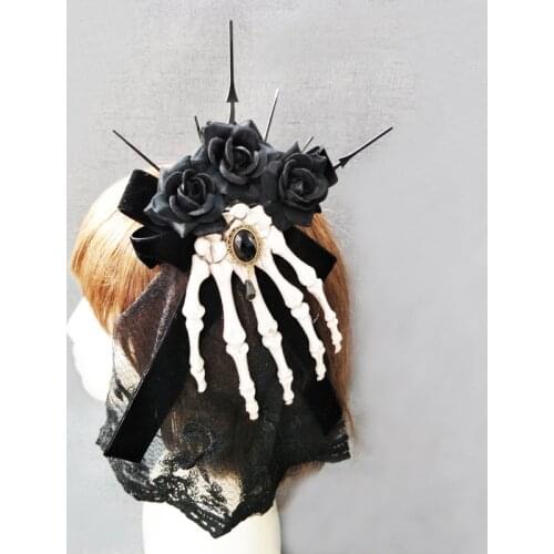New Trendy Steampunk Women Skeleton Hand Bone Claw Punk Hair Clip Rose Gothic Hair Accessories