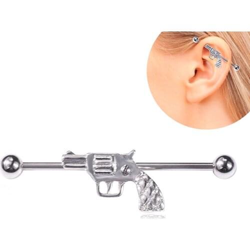 2019 New Stud Earrings Personality Punk Gun Shaped Weapon Female Stud Earrings Pistol Earrings for Women Men Hip Hop Jewelry