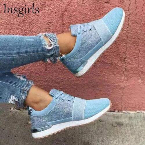 New Trendy Sneakers Women 2021 Autumn Mesh Brethable Ladies Lace Up Large-Sized Flats Home Outdoor Running Vulcanized Shoes