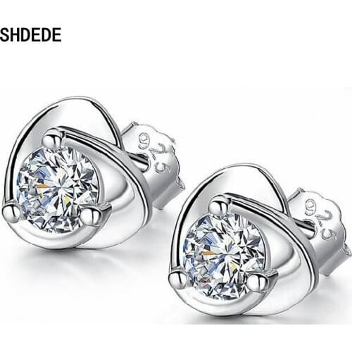 SHDEDE Stud Earrings 925 Sterling Silver Women Fashion Jewelry Embellished With Crystals From Swarovski Korean Gift -X040
