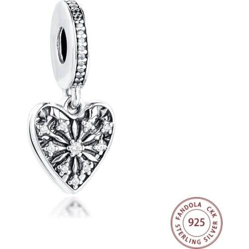 Heart of Winter Dangle Charms Fits Europe Bracelet berloques 925 Sterling Silver Beads for Jewelry Making kralen perle