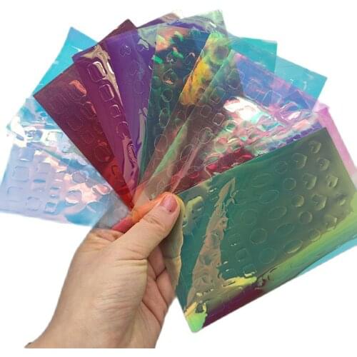 11pcs/Set Aurora Irridescent Nails Sticker Broken Glass Ice Cube Design Luxury Korean Trendy Ice Cube Nail Sticker,Decals