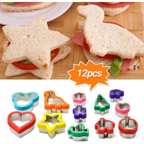 12 Pcs/Set Stainless steel biscuit press stamp mold handmade guard cake mould cookie bread cutter mold sandwich mold baking tool