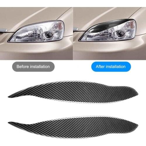 2pcs Carbon Fiber Headlight Eyebrow Eyelids Trim Decoration Fit for Honda Civic EK 1999-2000 Auto accessories