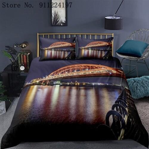 3D Footbridge Printing Bedding Set Scenery Duvet Cover Queen King Size Bed Linen Comforter Set US/UK/AU Size For Boys Girls