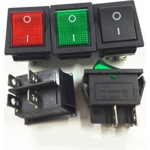 5pcs KCD4 Rocker Switch ON-OFF 2 Position 4 Pins Electrical equipment With Light Power Switch 16A 250VAC/ 20A 125VAC