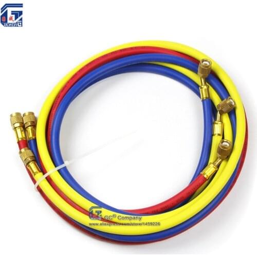72'' ( 1.8 meters ) 1/4'' Refrigerant Charging Hose Three color R12 R22 R134a R502 404A for Car A/C Air Conditioner System