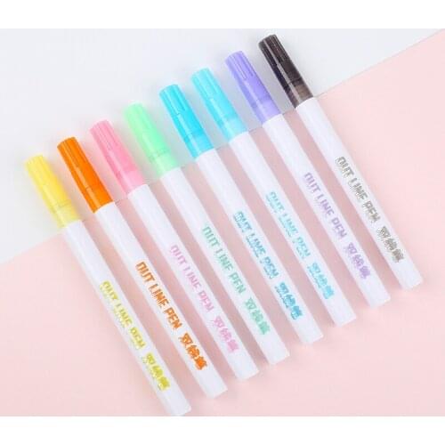 8 Colors/Set Gift Card Writing Drawing Pens Double Line Outline Pen Stationery New JS22
