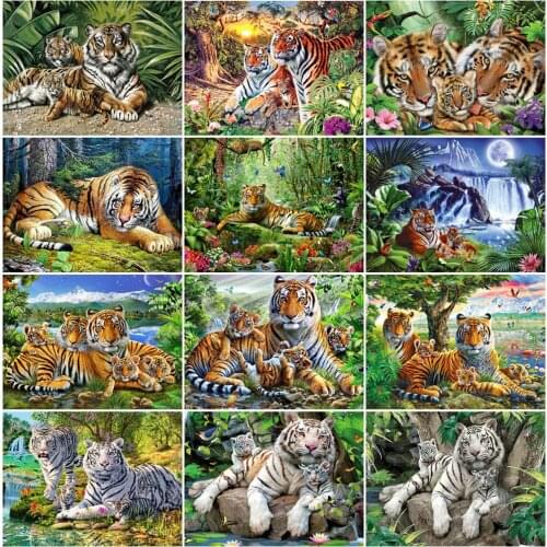 EverShine Diamond Painting Tiger Cross Stitch Kit Diamond Embroidery Animal Full Square Rhinestone Mosaic Manual Art Gift
