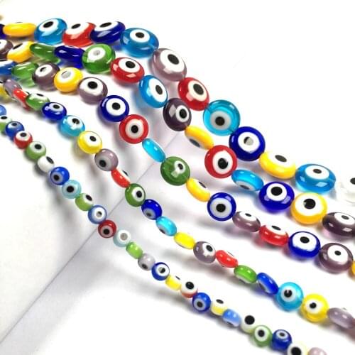 4-12mm Multicolor Round Flat Shape Evil Eye Beads Glazed Glass Beads for Bracelet Necklace DIY Fashion Jewelry Making