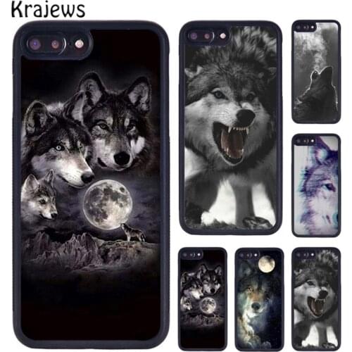 Krajews Animal Wolf Howl Printed Mobile Phone Cases For iPhone 5 6S 7 8 plus 11 12 Pro X XR XS Max Samsung Galaxy S7 S8 S9 S10