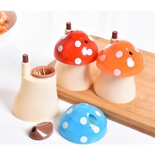 Toothpick Holder Automatic Fashion Portable Dustproof Creative Design Box Lovely Mushroom Shape Storage Tools Dispenser Hot Sale