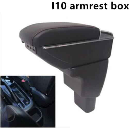 For Hyundai I10 armrest box central Store content Storage box armrest box with cup holder ashtray USB interface 2006~2017