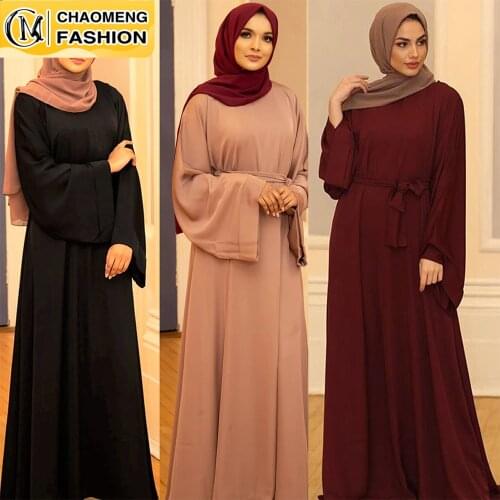 Eid Hot Sell Popular Simple Nida Fabric Abaya Dubai Muslim For Women Hijab Dress A-Line Maxi Robe Caftan Kaftan Modest Clothing