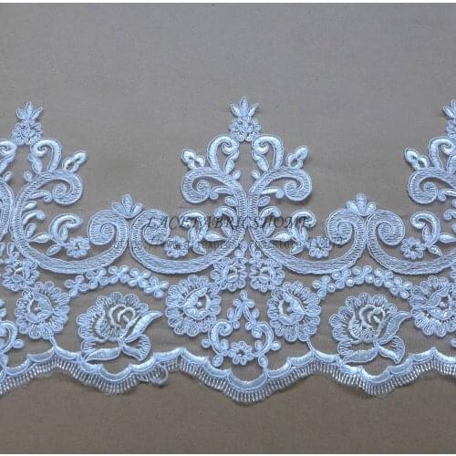 La Belleza 5 yards 8''(21CM) off white/black/red/pure white cord Bilateral lace trim accent motif wedding veil