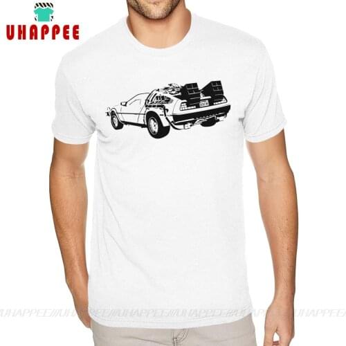Tops Back To The Future T Shirt Delorean Dmc-12 T Shirts Short Sleeve O-Neck Cotton For Boyfriend XXXL White Tshirt