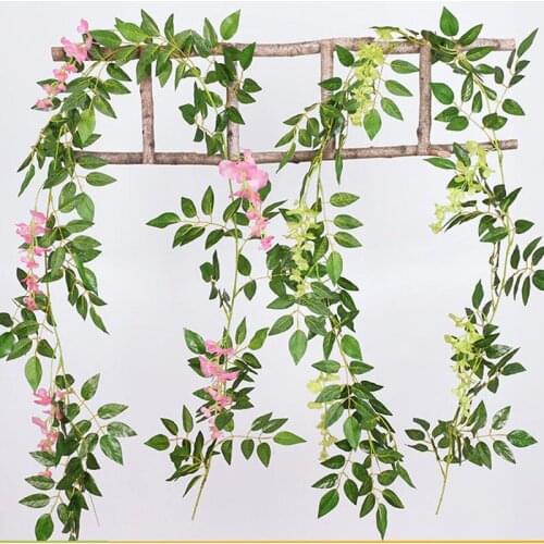 2M Simulation Wisteria Flower String Home Decoration Fake Plant Vine Wedding Wall Hanging Background Artificial Flower Rattan