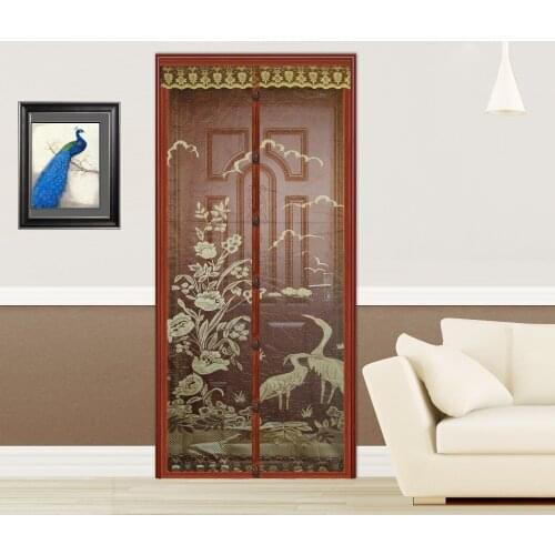 FUYA Hands Free Brown Magnetic Door Screen Mosquito Net Magnetic Sheer Curtains Mesh