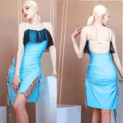 Latin dress salsa samba cha cha dress latin competition dress blue 774
