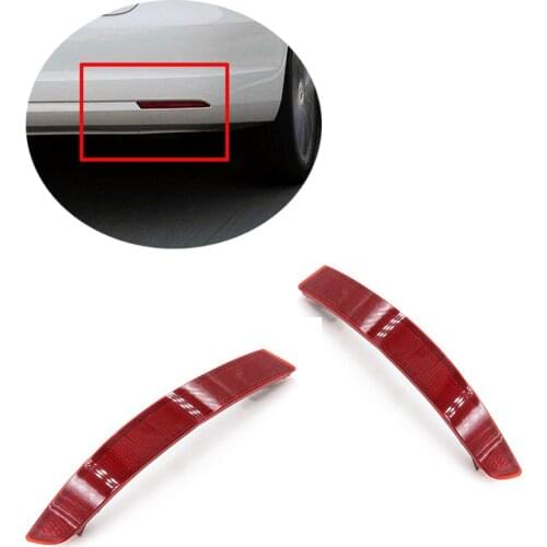 Left & Right Red Lens Car Rear Bumper Corner Reflector Bars Brake Parking Warning Light Lamp For Volkswagen 2015-2018 Jetta