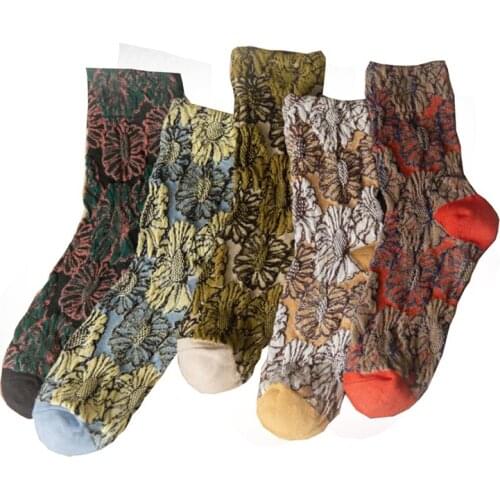 3 Pairs Cute Harajuku Winter Socks Women Long Vintage Kawaii Warm Socks Cotton Fashion Girl Style Print New Products For 2021