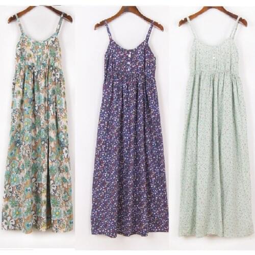 2016 New Summer Style Women backless Cotton floral printed long Dress cute elegant girls junior beach dress tank dress sundress