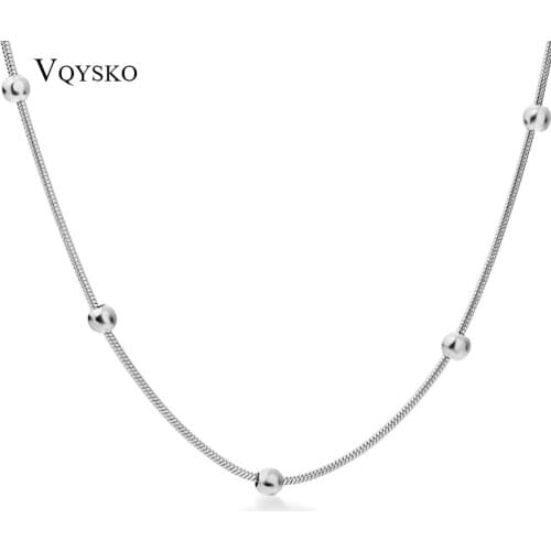 New Stainless Steel Round Ball Chain Necklaces For Women Fashion Jewelry Multi Size Beaded Clavicle Collar Necklace Wholesale