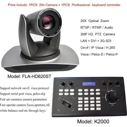 Professional Remote Controller HD broadcast live streaming video conference camera with 20x optical zoom