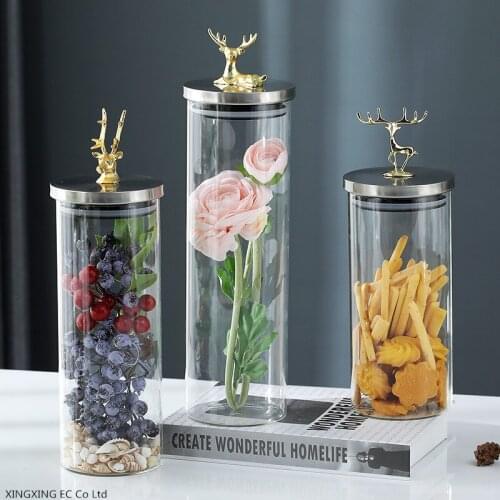 Transparent Glass Sealed Can Tea Containers Storage Jar with Lid Household Snack Candy Box Kitchen Coarse Grain Storage Bottle