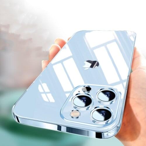 Luxury Glass Phone Case For iPhone 12 11 Pro XS MAX XR X SE Transparent Tempered Glass Soft Cover For iPhone 7 8 6 6S Plus Cases