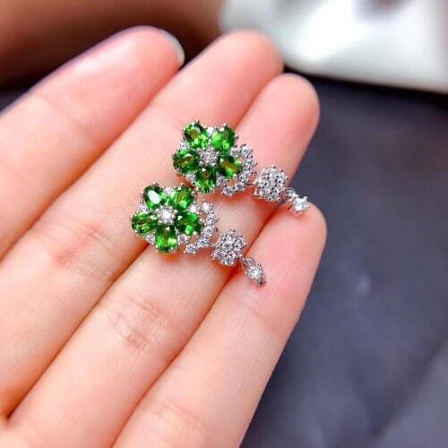 The Best GiftFor your girl Friend Diopside Earring Natural And Real 925 sterling silver Diopside Earring Fashion Ring