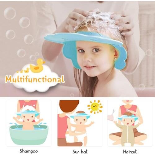 Hot Fashion Baby Shower Hat 3D Cartoon Duck Shape Adjustable Waterproof Ear Protection Bath Accessory