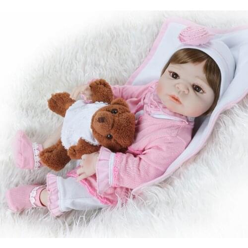 NPK 23inches 57CM Full Body SIlicone Reborn Babies Doll Bath Toy Lifelike Newborn Princess Baby Doll Bonecas Bebes Reborn Menina