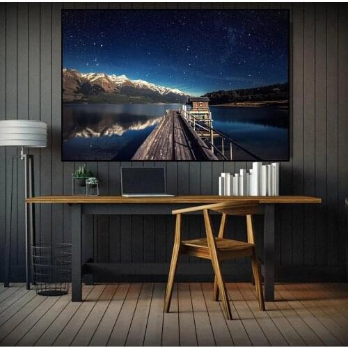 Sunny Sunflowers and Lake Poster Canvas Art Print Modern Nature Landscape Painting Photography Wall Picture Living Room Decor